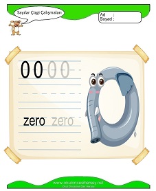 okul öncesi çocuklar için 0 Rakamı Çizgi çalışma sayfaları